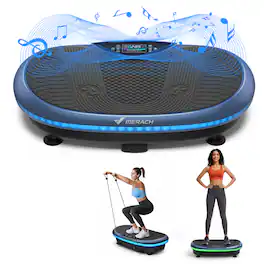 MERACH - 4D Vibration Plate, Whole Body Plate Vibration with 120 Speeds, LED Lights Bluetooth Speaker, Full Body Workout - Blue