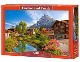 Castorland - 500 Piece Jigsaw Puzzle, Kandersteg, Switzerland, Alps Puzzle; Mountain Village Puzzle with River, B-52363 - Red