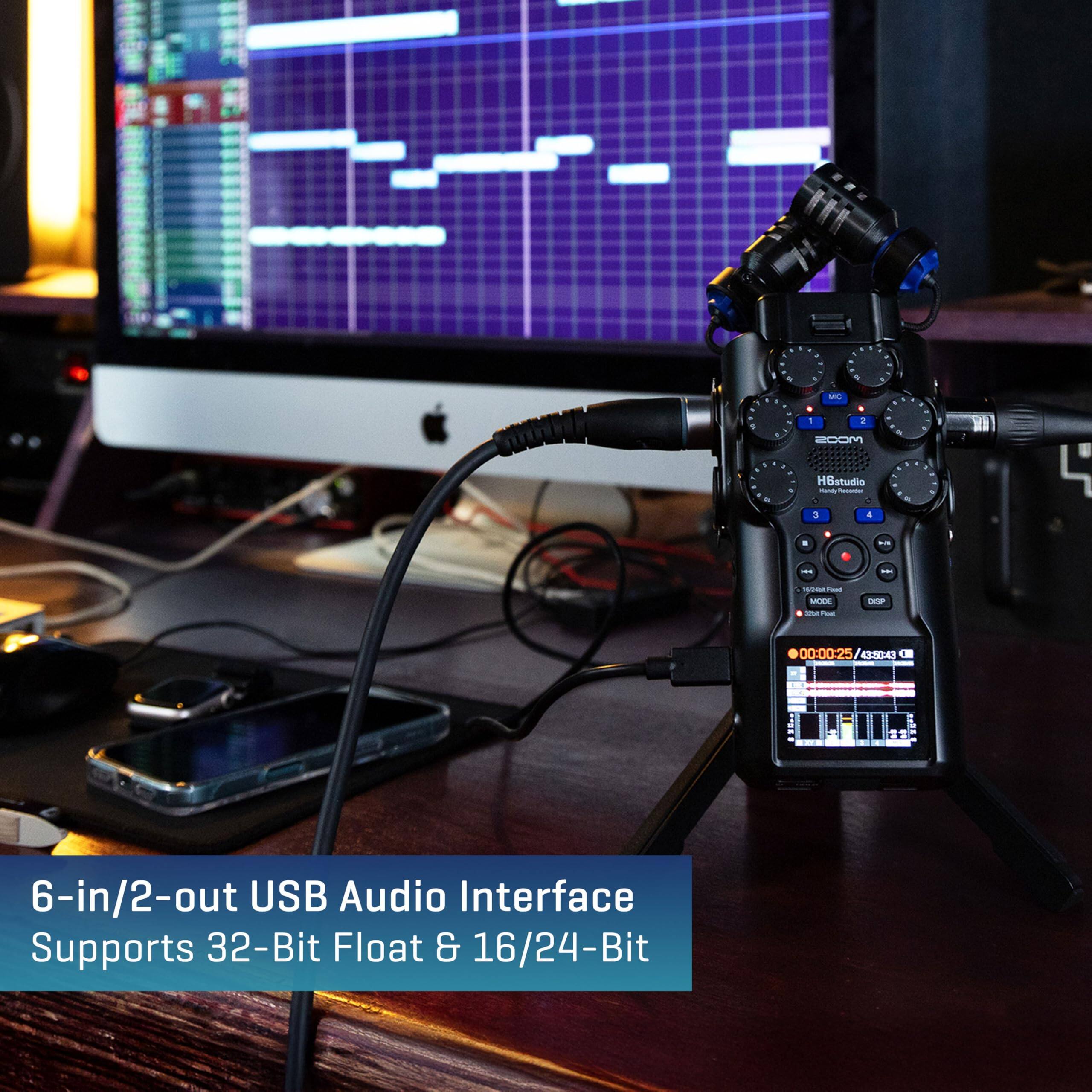 6-in/2-out USB Audio Interface Supports 32-Bit Float & 16/24-Bit