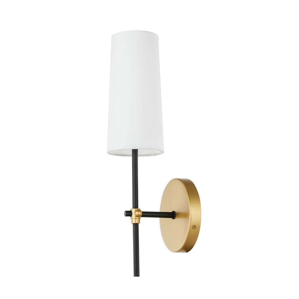 Alt View 4. Living District - Mel 1 light Brass and Black and White shade wall sconce - Brass And Black And White Shade.