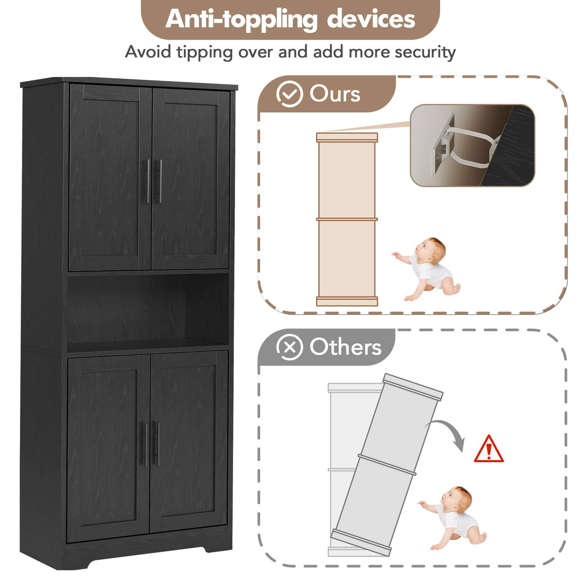 Anti-toppling devices  
Avoid tipping over and add more security  

Ours  
Others
