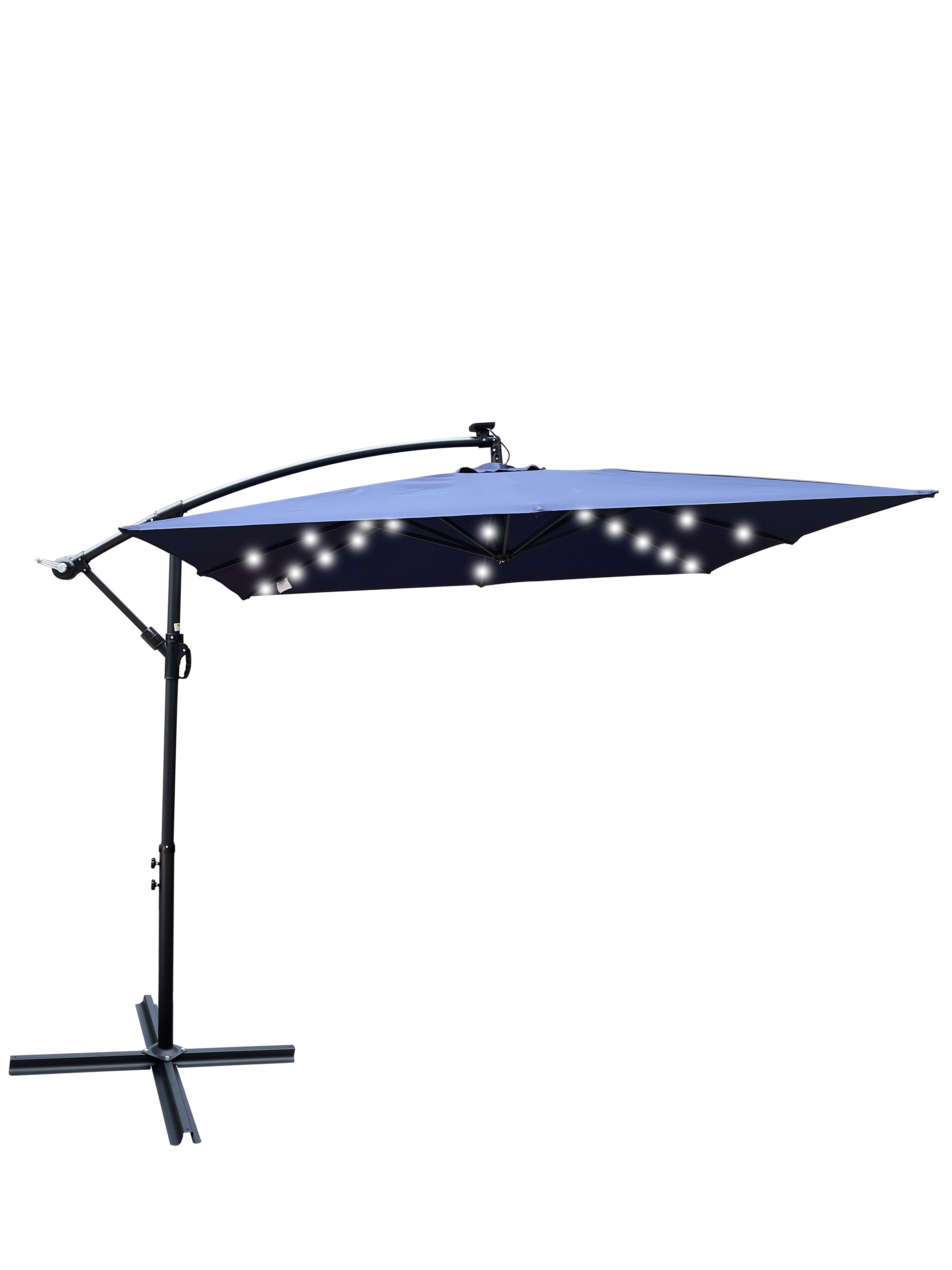 Left. Loheer - Loheer Square Solar Patio Umbrella LED Lighted Sun Shade Waterproof Market Umbrella with Crank and Cross Base.