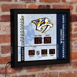 Evergreen Enterprises - Nashville Predators 15" x 19" Bluetooth Scoreboard Wall Clock - Brown