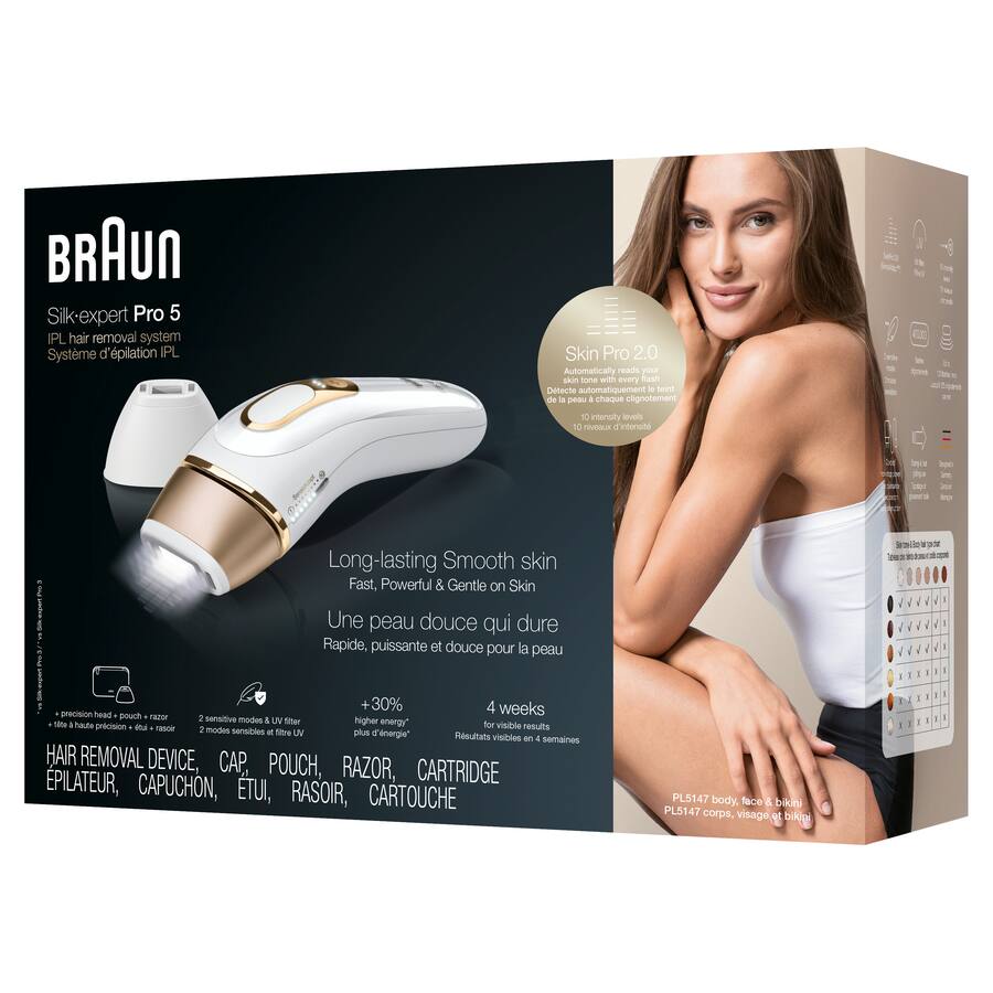 Braun Pro5 PL5147 IPL Hair Removal Kit for Men & Women White Gold Braun Pro5 PL5147 IPL Hair Removal Kit for Men & Women White Gold