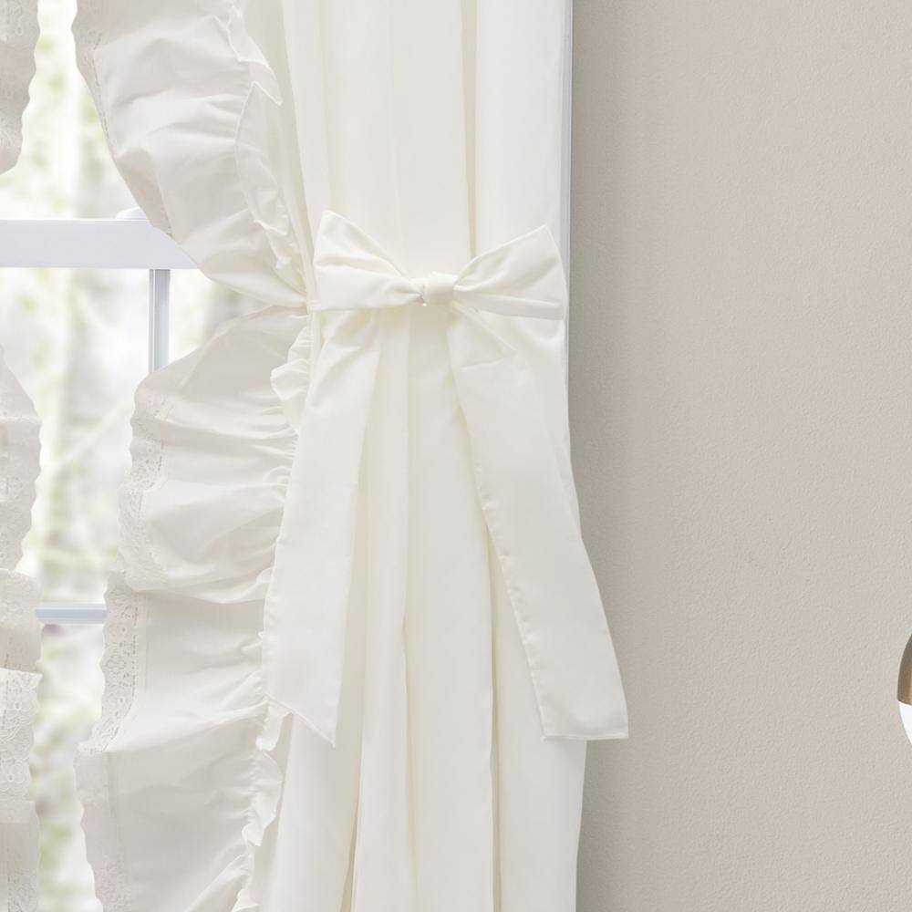Left. Ellis Curtain - Ellis Curtain Madelyn Ruffled Victorian Priscillas 1.5" Rod Pocket Curtain Panel 100" x 72" Natural - Natural.