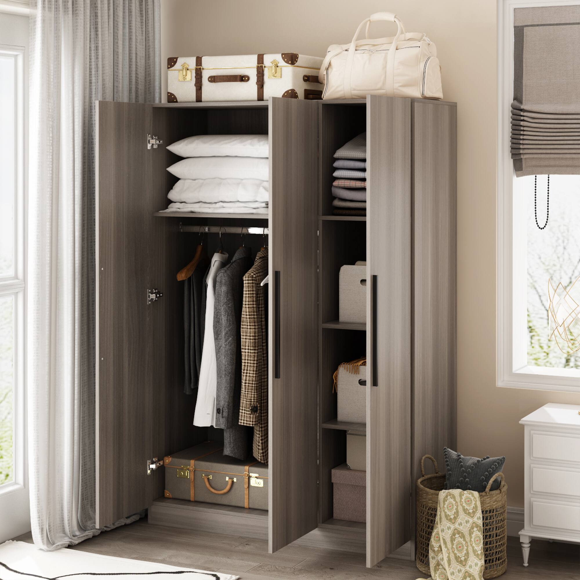 Alt View 8. FUFU & GAGA - FUFU&GAGA 3 - Door Wardrobe: Modern Minimalist Storage with Anti - Tip Safety - Gray.