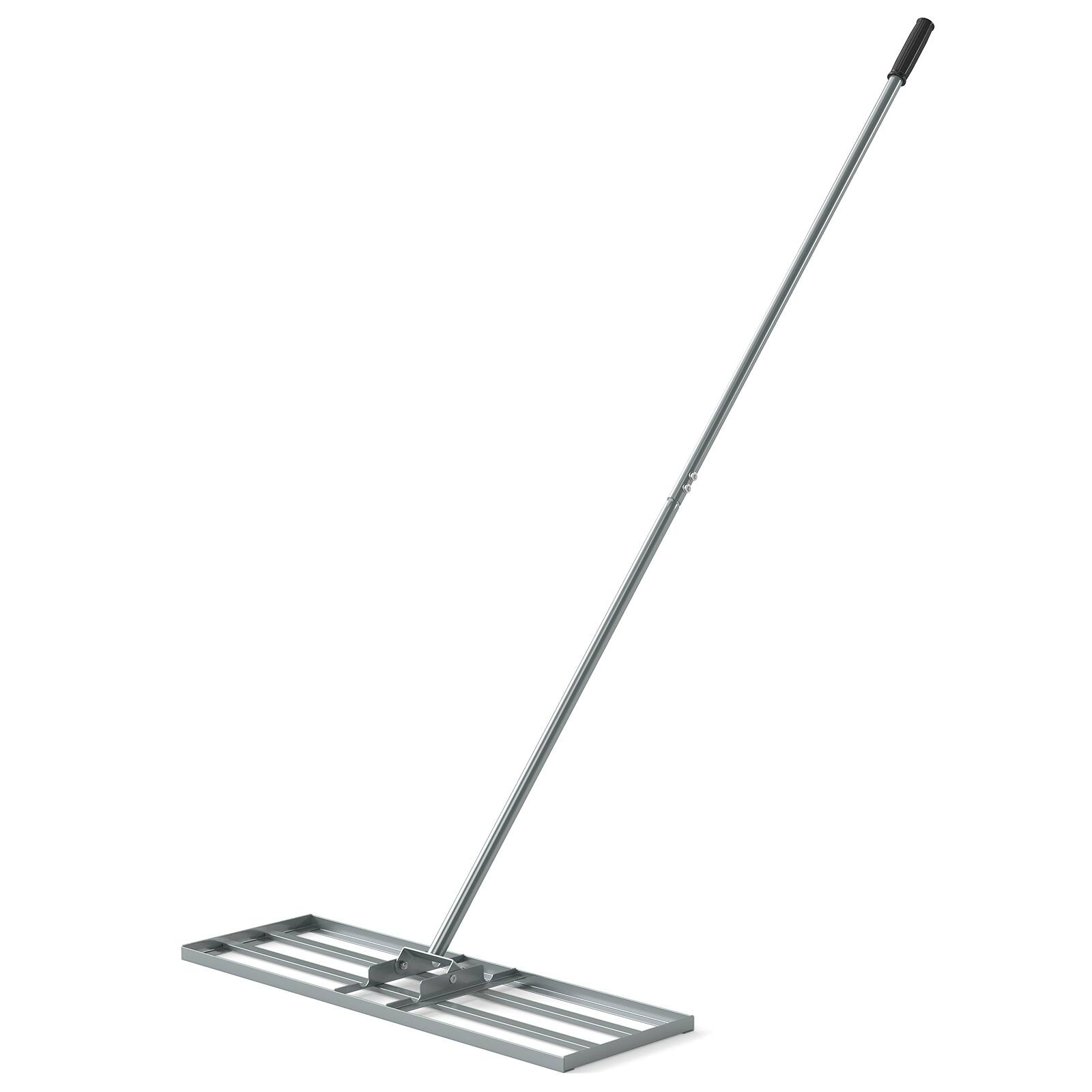 Front. Gymax - Gymax Lawn Leveling Rake 30'' x 10'' Heavy Duty Lawn Level Tool for Soil w/67'' Handle Silver - Silver.
