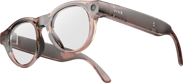 Front. HTC - VIVE Eagle™ AI Glasses – Round, Clear Lens - Clear Brown.