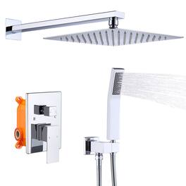 DOMETOUR - Shower System Shower Faucet Combo Set Wall Mounted with 10" Rainfall Shower Head and Handheld Shower Faucet - Chrome