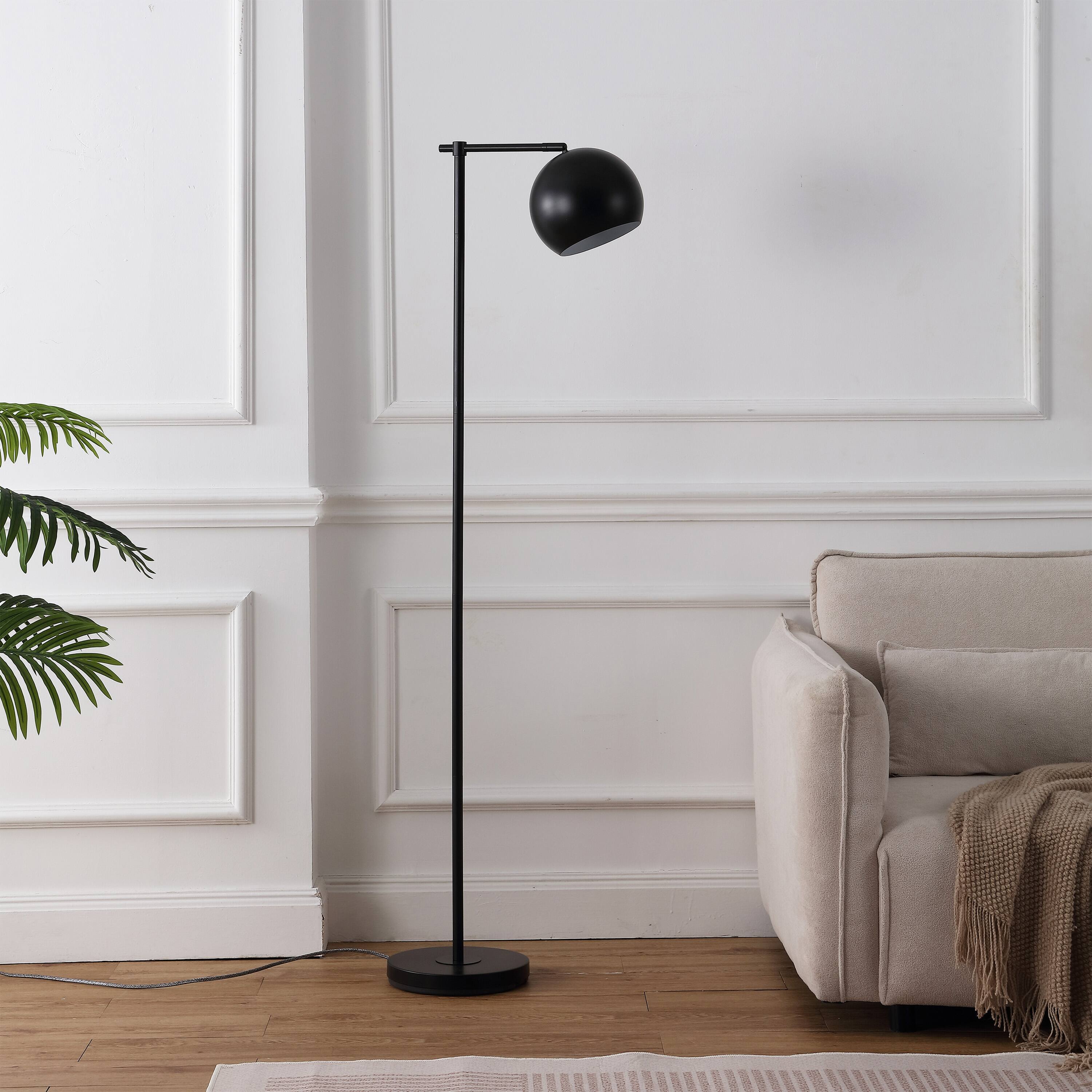 Alt View 5. Jonathan Y - Eva 58.5" Modern Contemporary LED Floor Lamp with Metal Globe Shade, Black - Black.