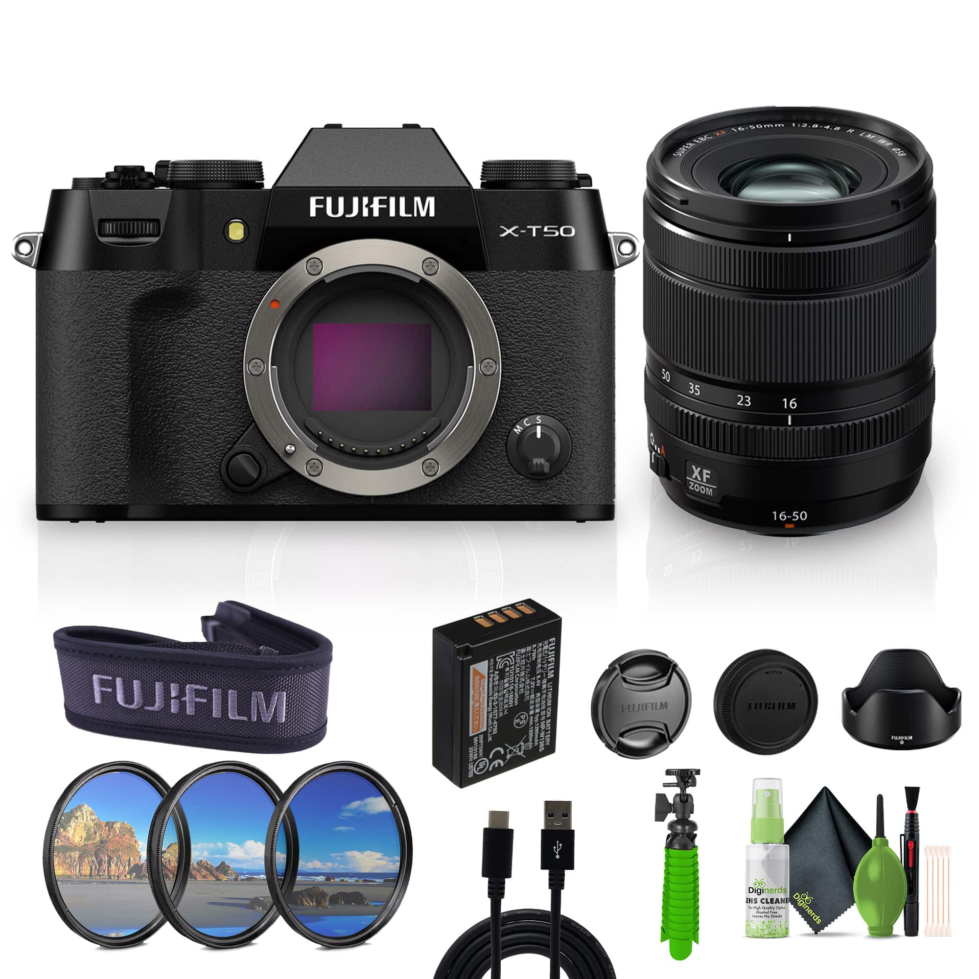 Fujifilm - X-T50 Mirrorless Digital Camera XF16-50mm + More Accessories - Black