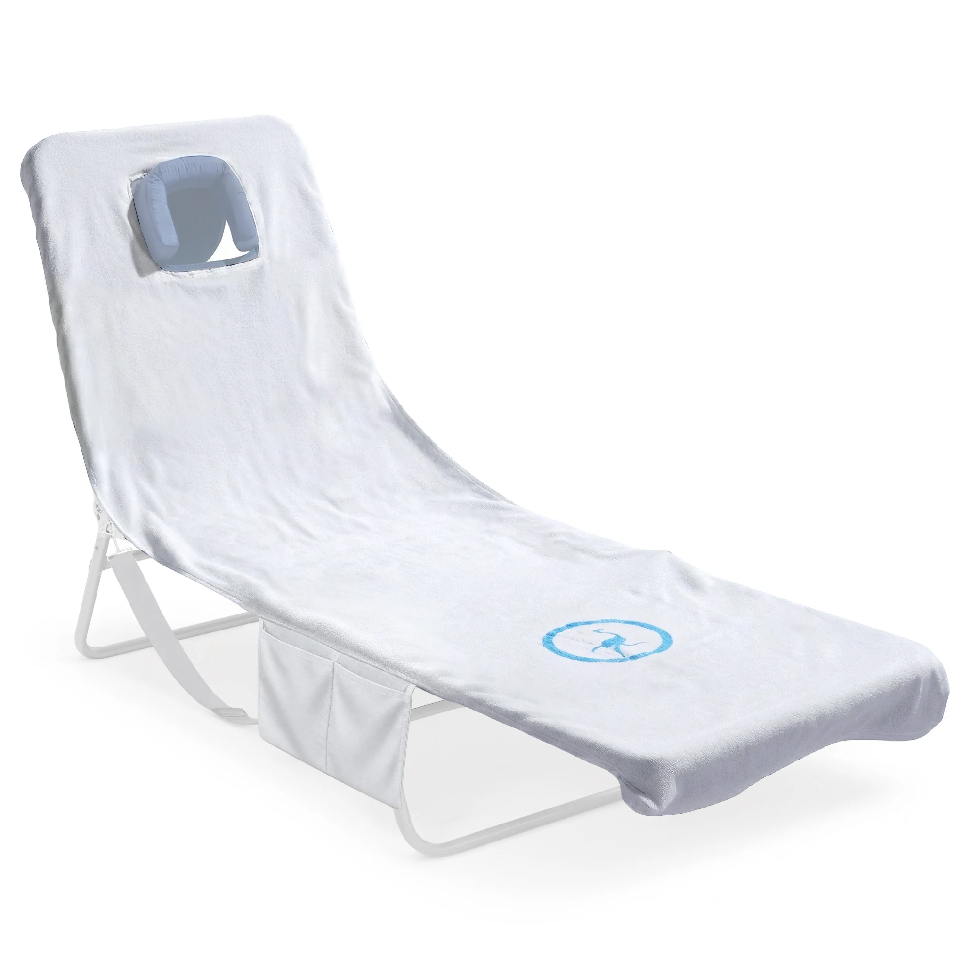 Front. Ostrich - Ostrich Custom Fitted Towel for Chaise Lounge Beach Chair, Towel Cover Only - white.