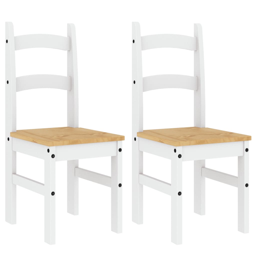 Alt View 1. Boyel Living - White Minimalist Desig Set of 2 Solid Pine Wood Dining Chairs - White.