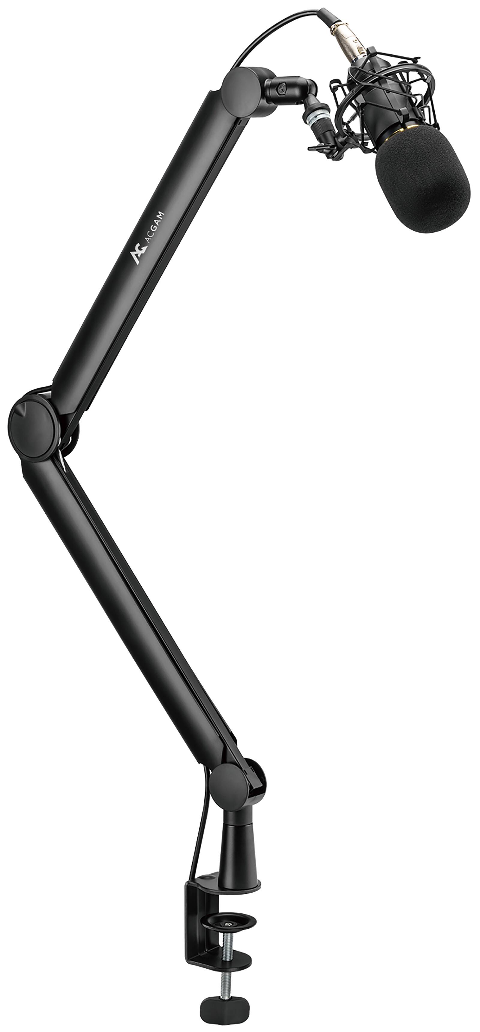 Left. ACGAM - Boom Arm Microphone Mic Stand with 3/8'' to 5/8'' Screw Adapter for Blue Yeti HyperX QuadCast Shure SM7B and other Mic - Matte Black.