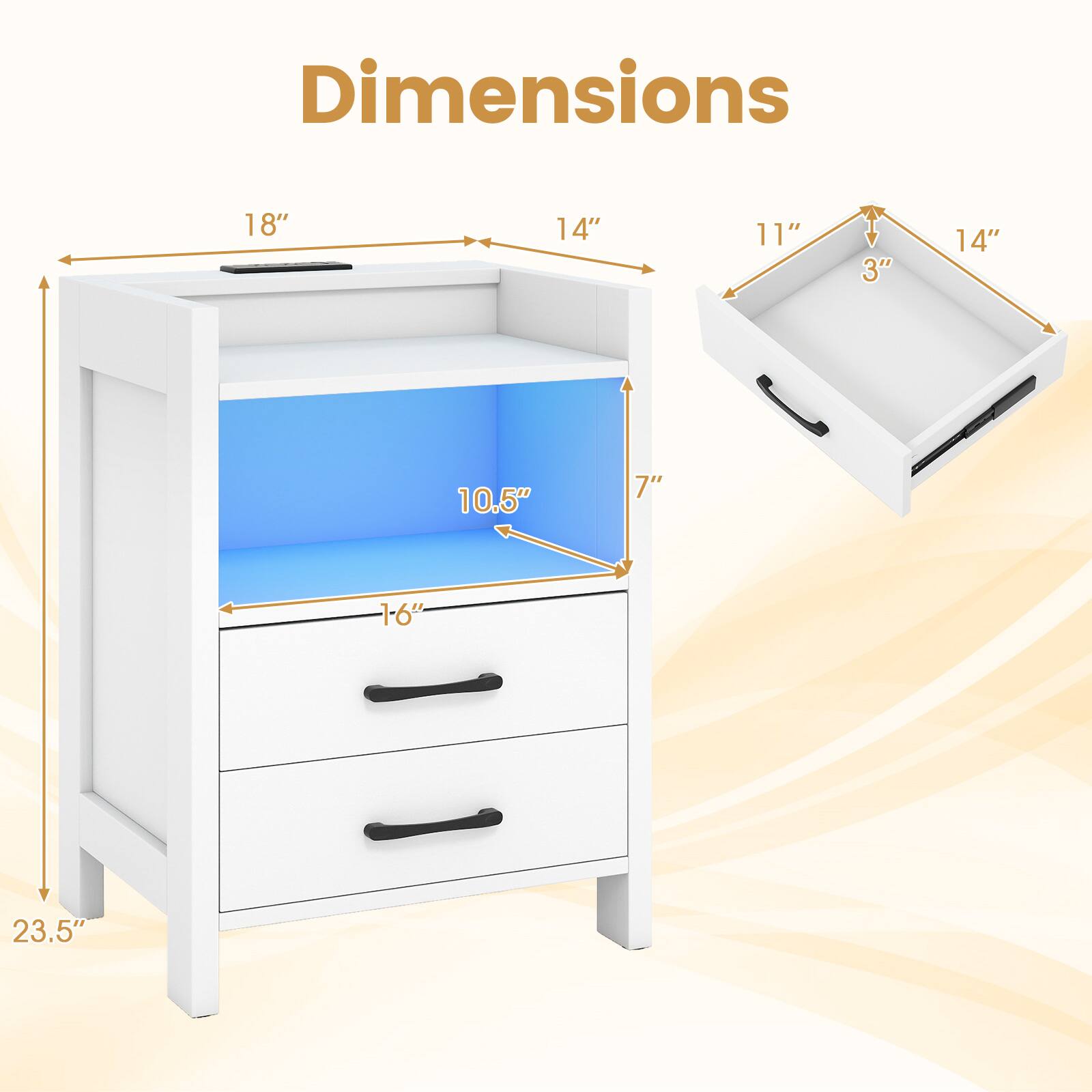 Dimensions: 18" x 14" x 11" x 3" x 14" x 10.5" x 7" x 1-6" x 23.5"