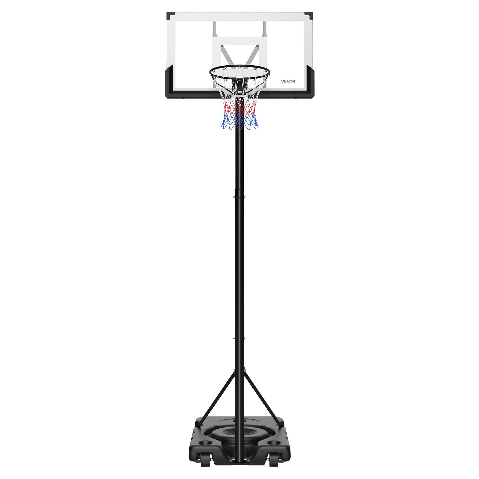 VEVOR - Portable Basketball Stand, 10 ft Height Adjustment Basketball Hoop & Goal, Portable Basketballs Hoop with Wheels - Black