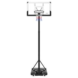 VEVOR - Portable Basketball Stand, 10 ft Height Adjustment Basketball Hoop & Goal, Portable Basketballs Hoop with Wheels - Black