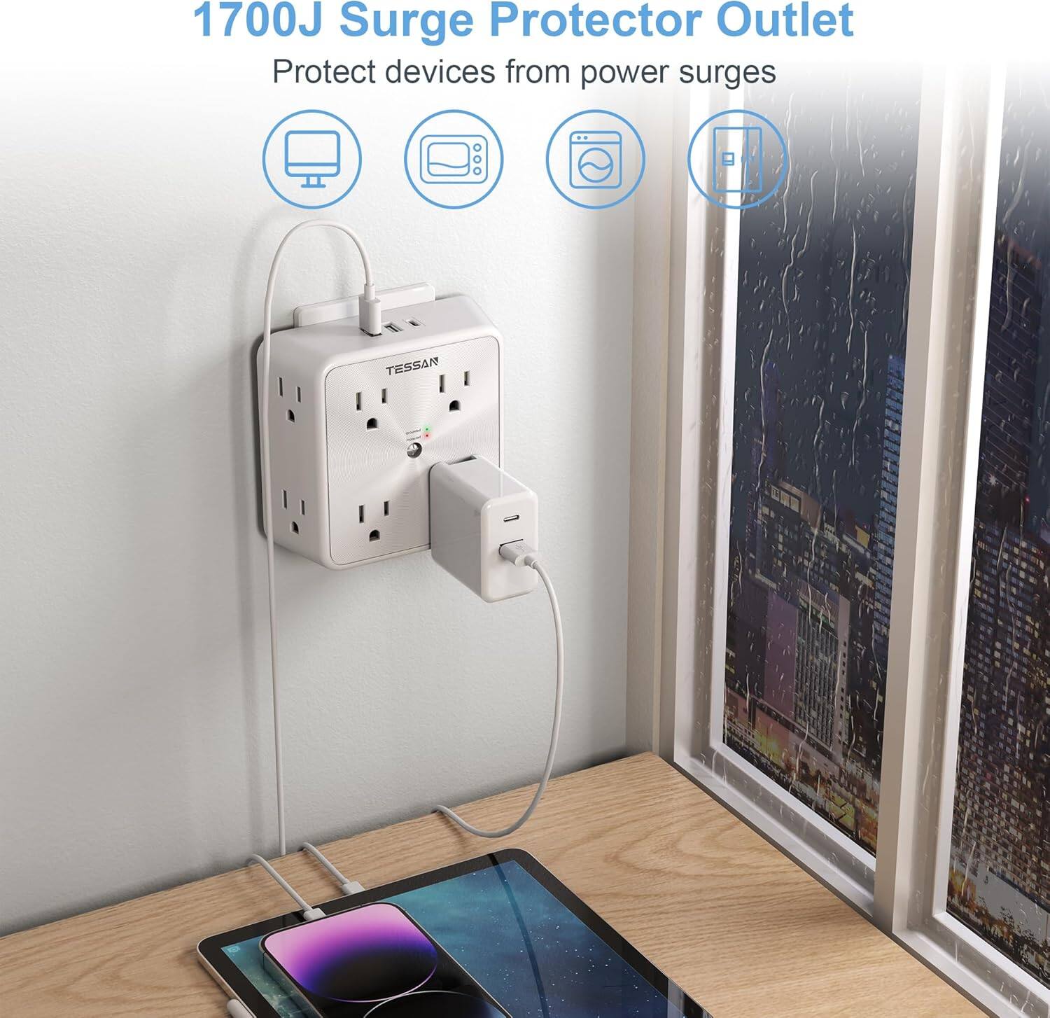 1700J Surge Protector Outlet  
Protect devices from power surges
