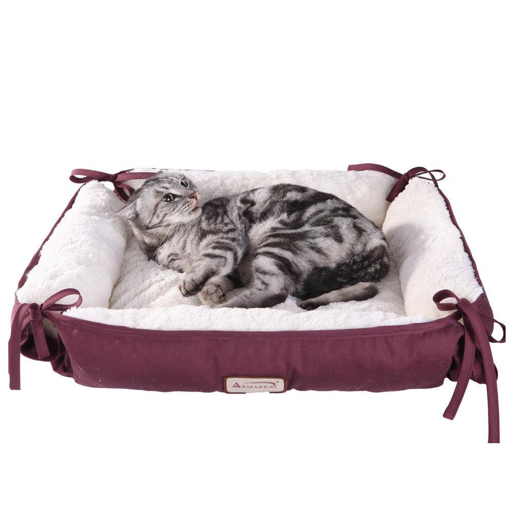 Alt View 6. Armarkat - Pet Bed Burgundy - Red.