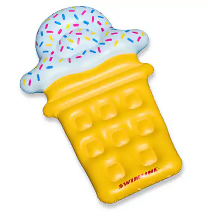 Front. Swimline - Swimline Ice Cream Dream Float Inflatable Swimming Pool Floating Lounger Raft - Yellow / white.