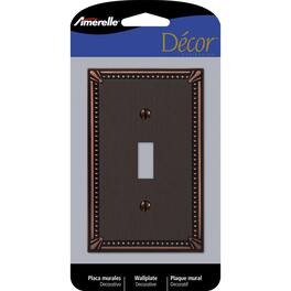 AMERELLE - Imperial Bead Aged 1 gang Die-Cast Metal Toggle Wall Plate 1 pk - Bronze
