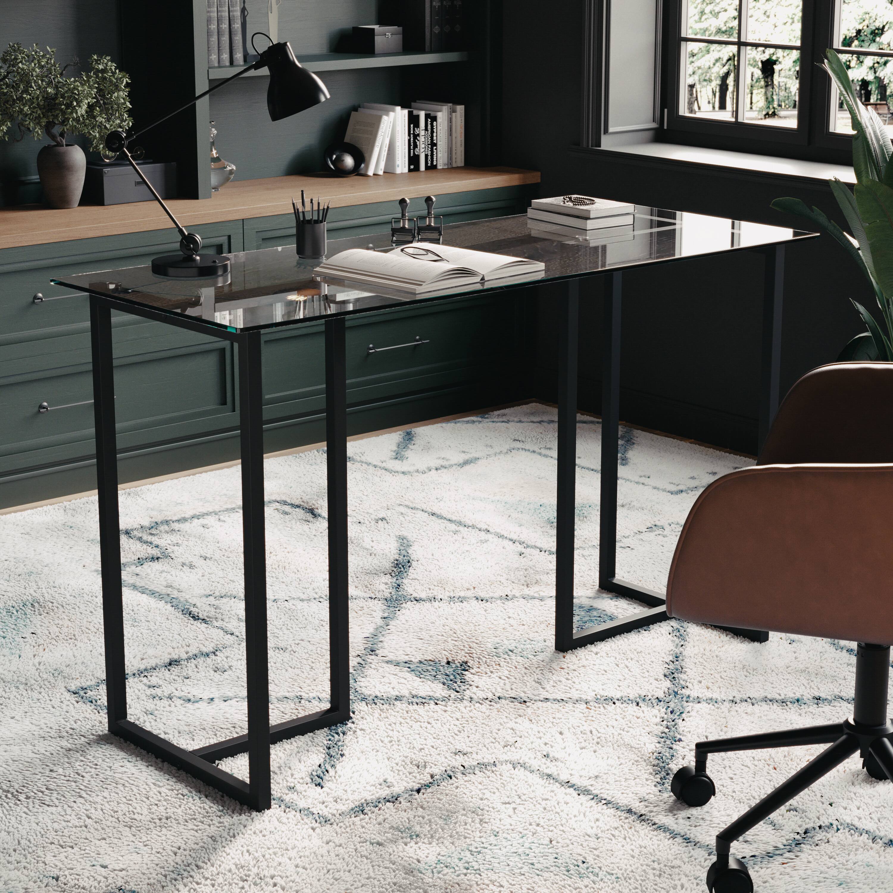 Alt View 14. Martha Stewart - Eli Tempered Glass Top Office Desk - Clear Top/Oil Rubbed Bronze Frame.