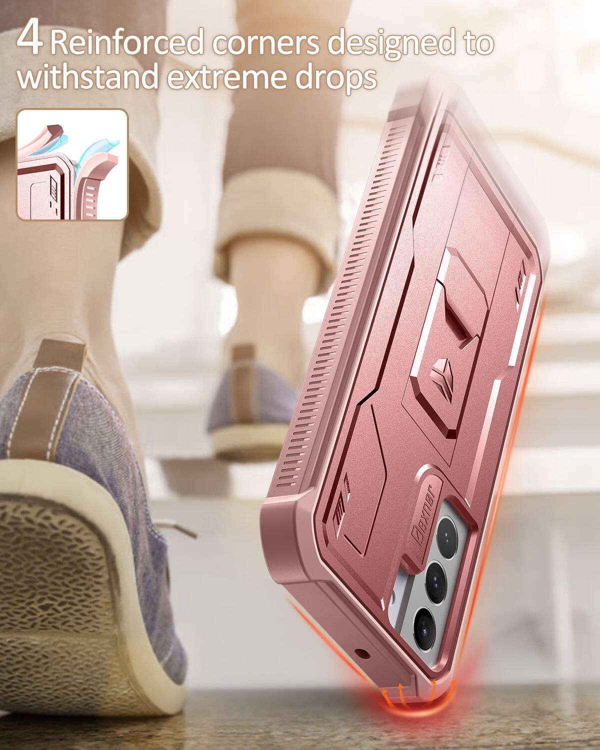 4 Reinforced corners designed to withstand extreme drops