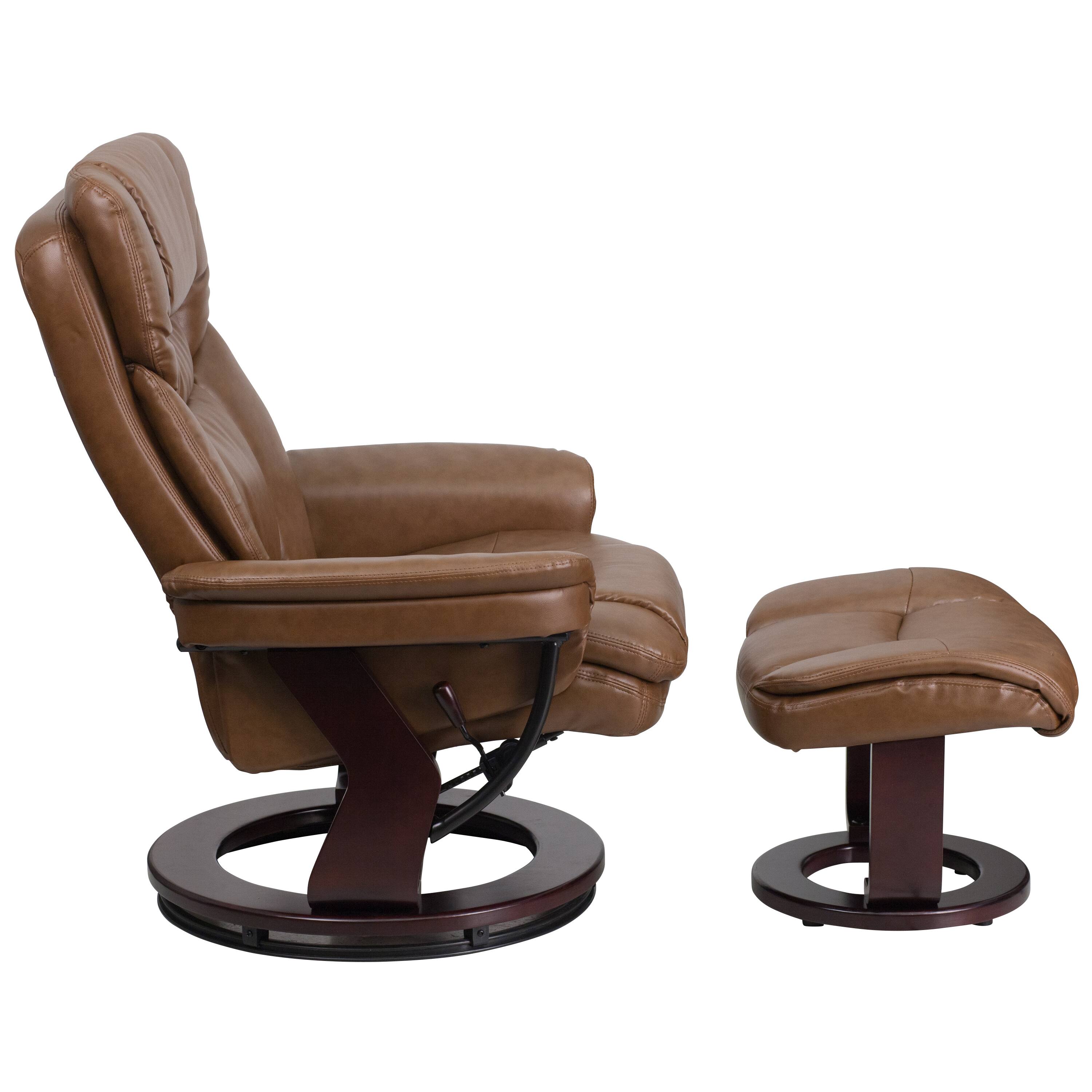 Alt View 5. Emma + Oliver - Multi-Position Recliner & Curved Ottoman with Swivel Wood Base - Palimino.