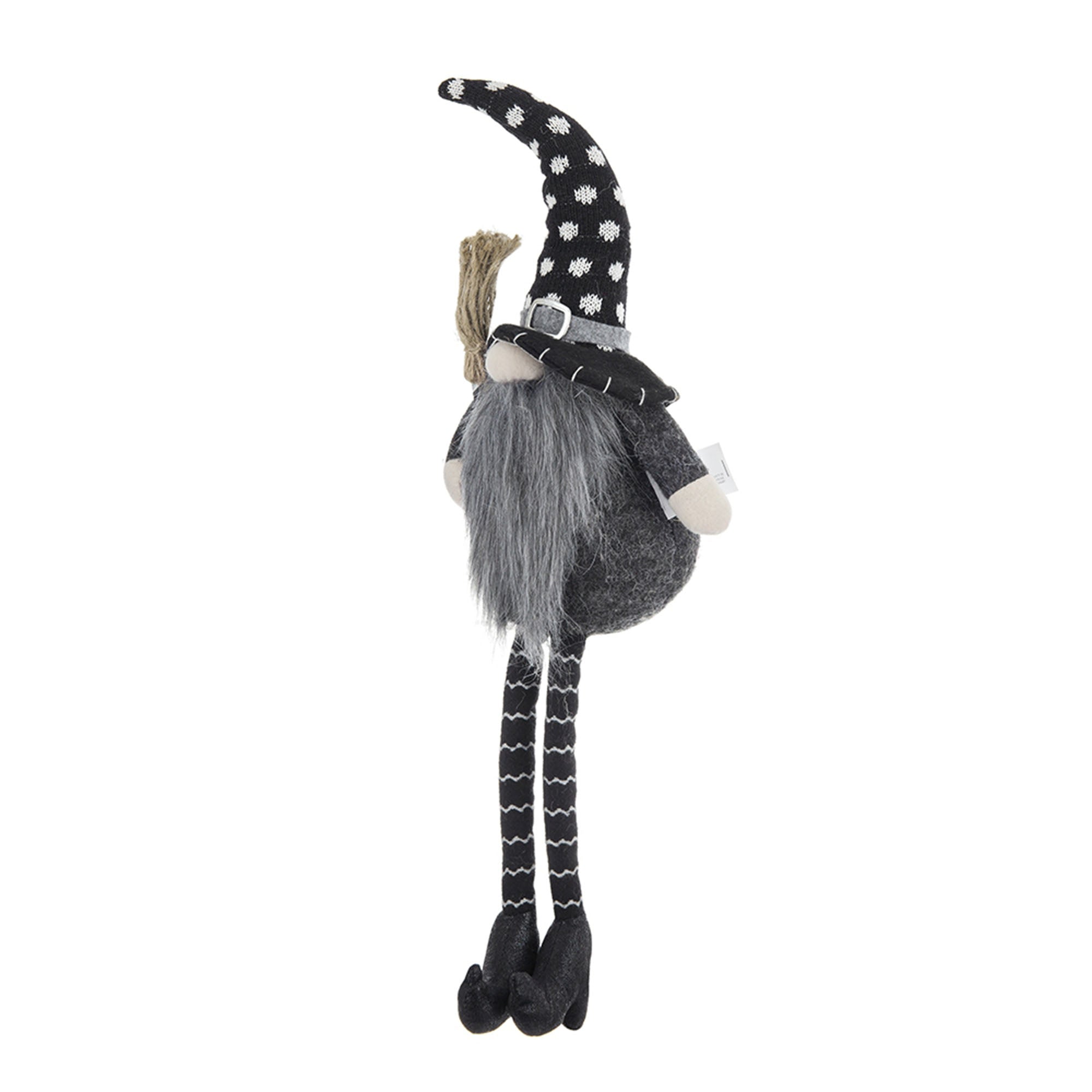 Alt View 5. Boyel Living - Handcrafted Black Gnome with Broomstick Halloween Indoor Decoration - Black,White.