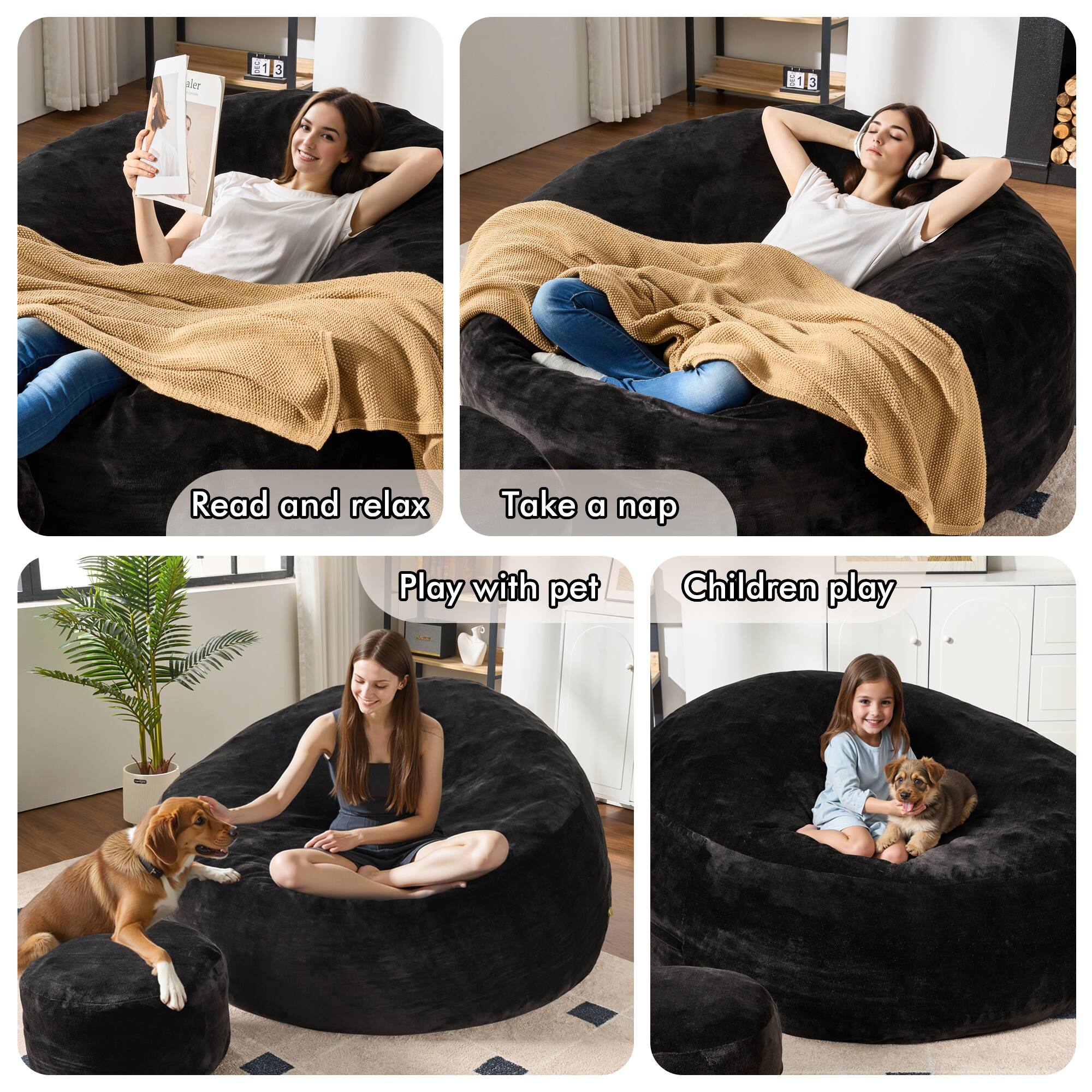 - Read and relax
- Take a nap
- Play with pet
- Children play