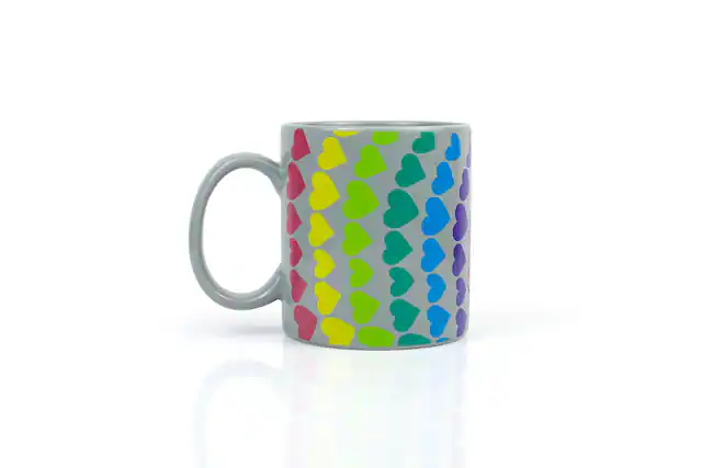 Front. Toynk - We Are In This Together Rainbow Window Hearts Ceramic Coffee Mug | 16 Ounces - Red.