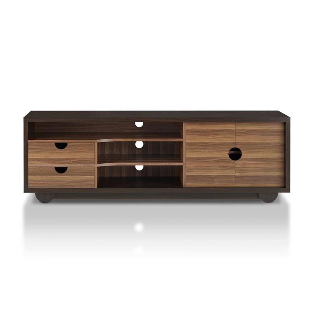 Front. Furniture of America - Evo Contemporary 2-Drawer TV Stand - 63 in. - Brown.