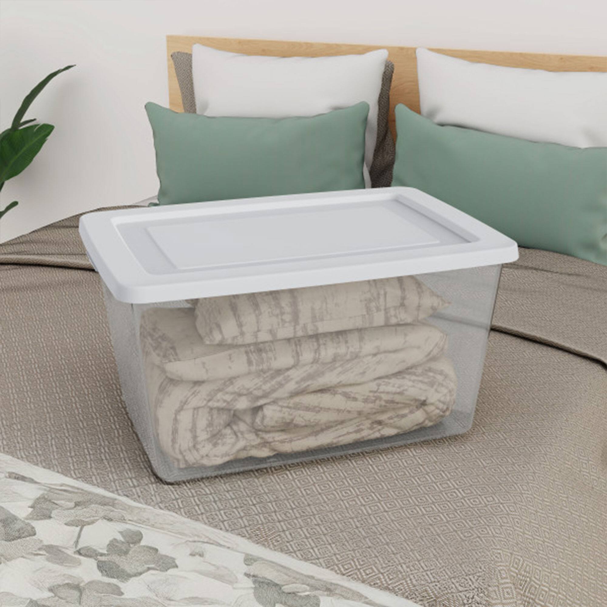 Alt View 3. Sterilite - Sterilite 58 Qt Storage Box, Stackable Plastic Container Home Organizer, 16 Pack - White.