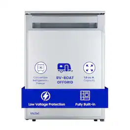 Equator - 1.6cf 12V DC RV Marine Offgrid Convertible Refrigerator Freezer Mini Fridge/Freezer Reversible 110V - Silver