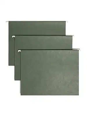 Front. Smead - Smead Hanging File Folder, 5-Tab, Letter, Standard Green, 25/Box (64055) - Green.