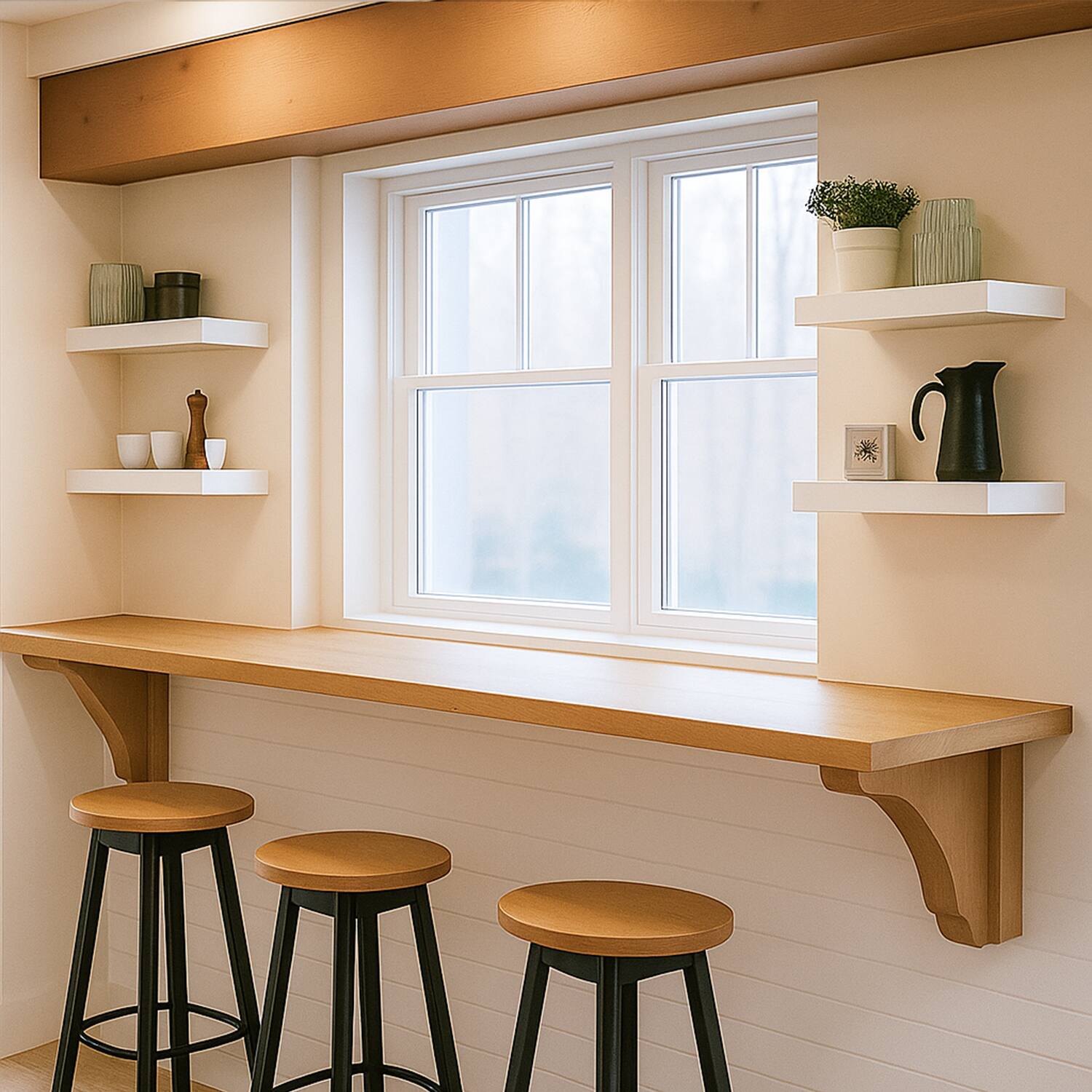 Alt View 1. BOMEDA - Wall Mounted Wooden Floating Shelves, Bathroom Shelves for Bedroom, Living Room, Room Storage Shelf, 12x7x1.5 in, 4 Pack - White.