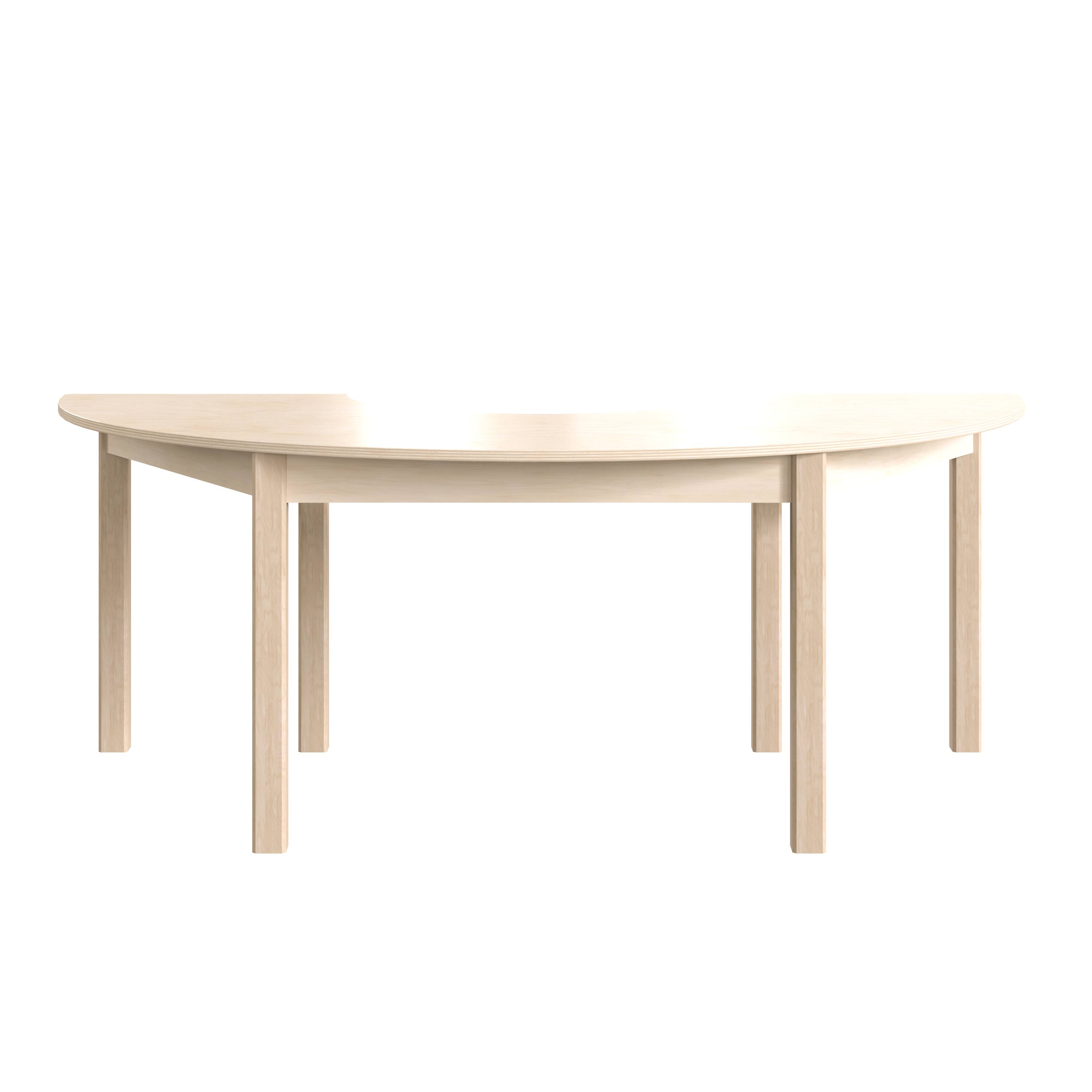 Back. Flash Furniture - Bright Beginnings Commercial Grade Wooden Half Circle Preschool Classroom Activity Table, (29.5"W x 59"D x 21"H), Beech - Natural.