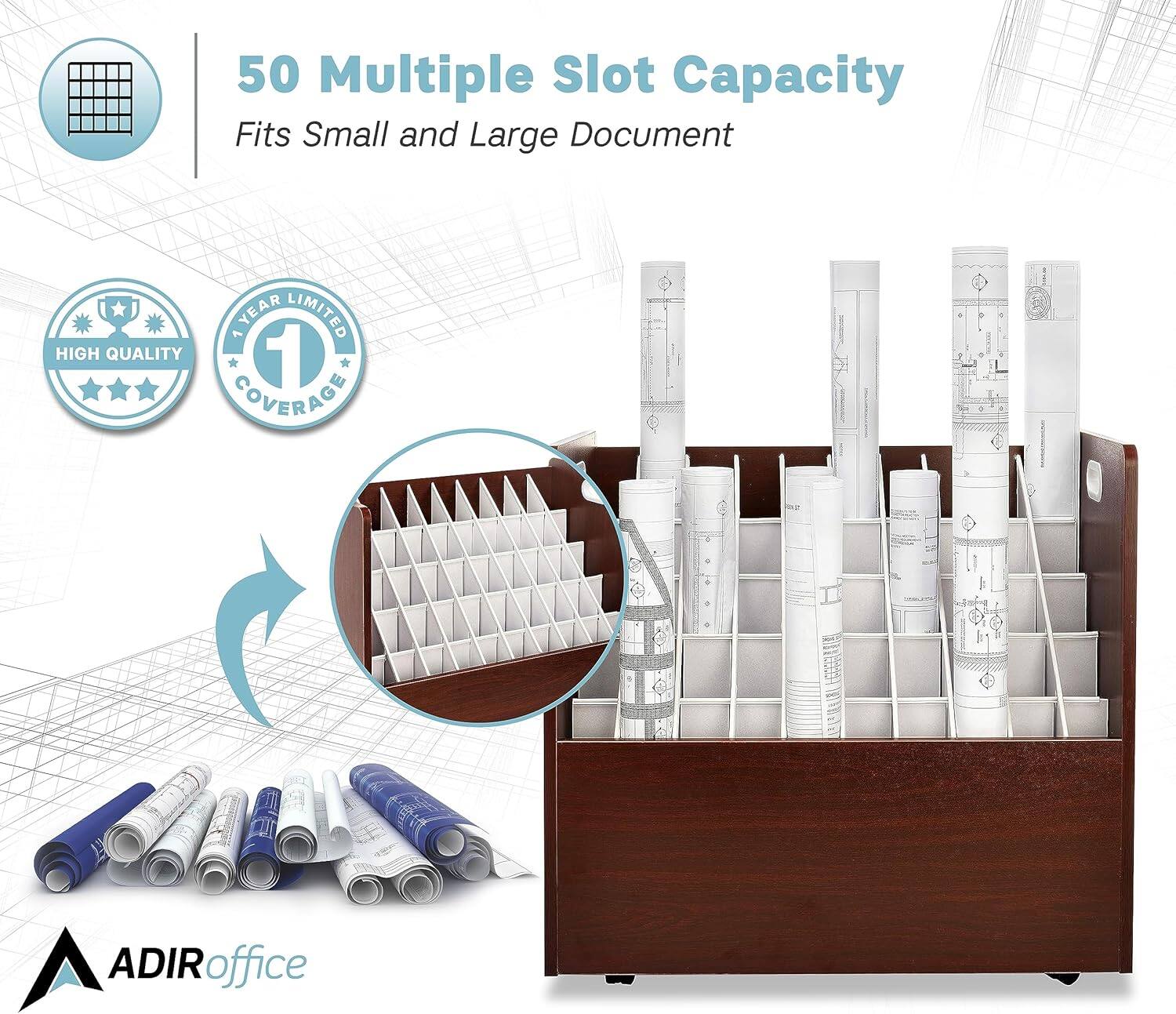 50 Multiple Slot Capacity, Fits Small and Large Document, 1 Year Limited Coverage, High Quality, ADIRoffice