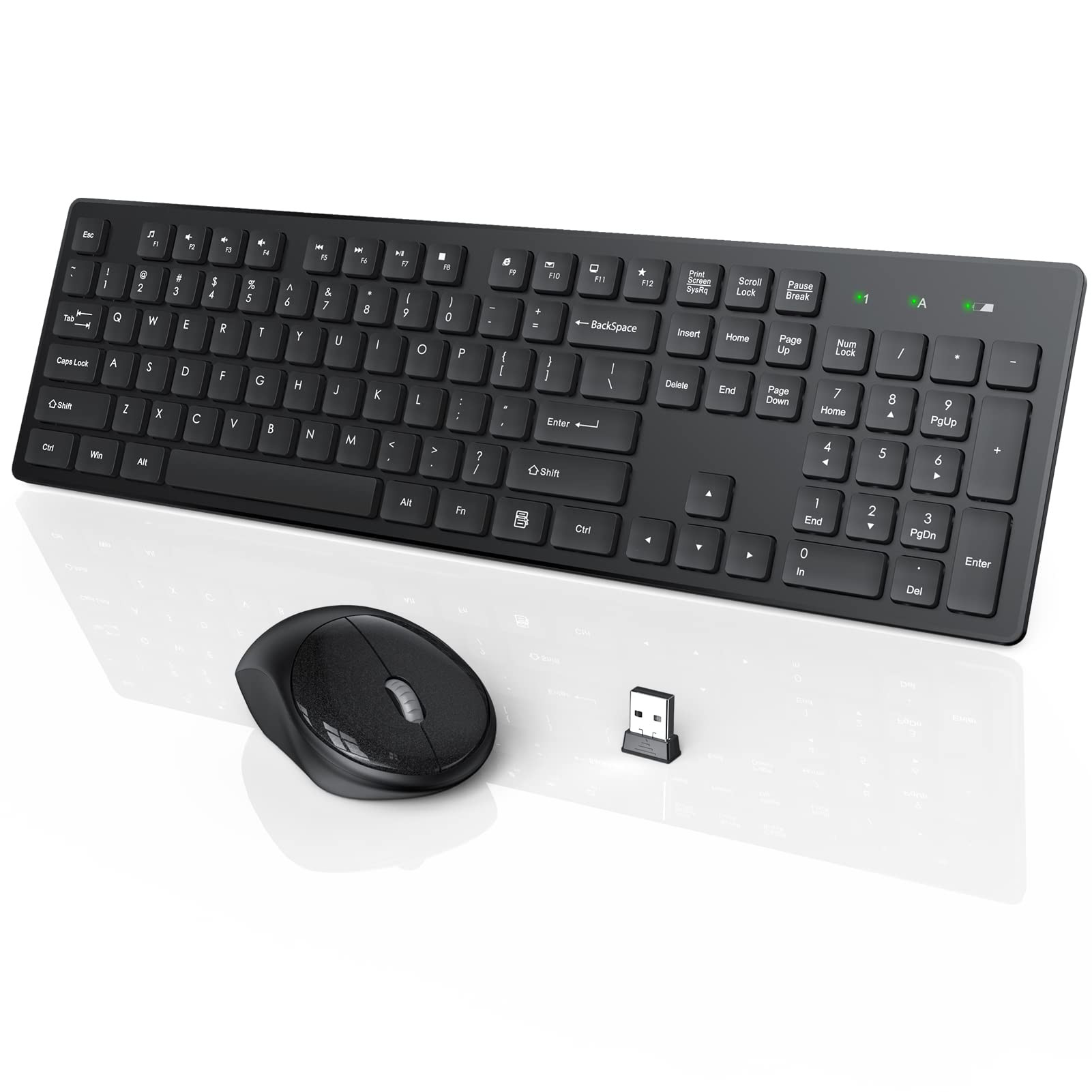 Earthley Blooms - Wireless And Mouse Full size Combo 2.4ghz Silent Usb For Pc Desktops Computer - Wireless - Black