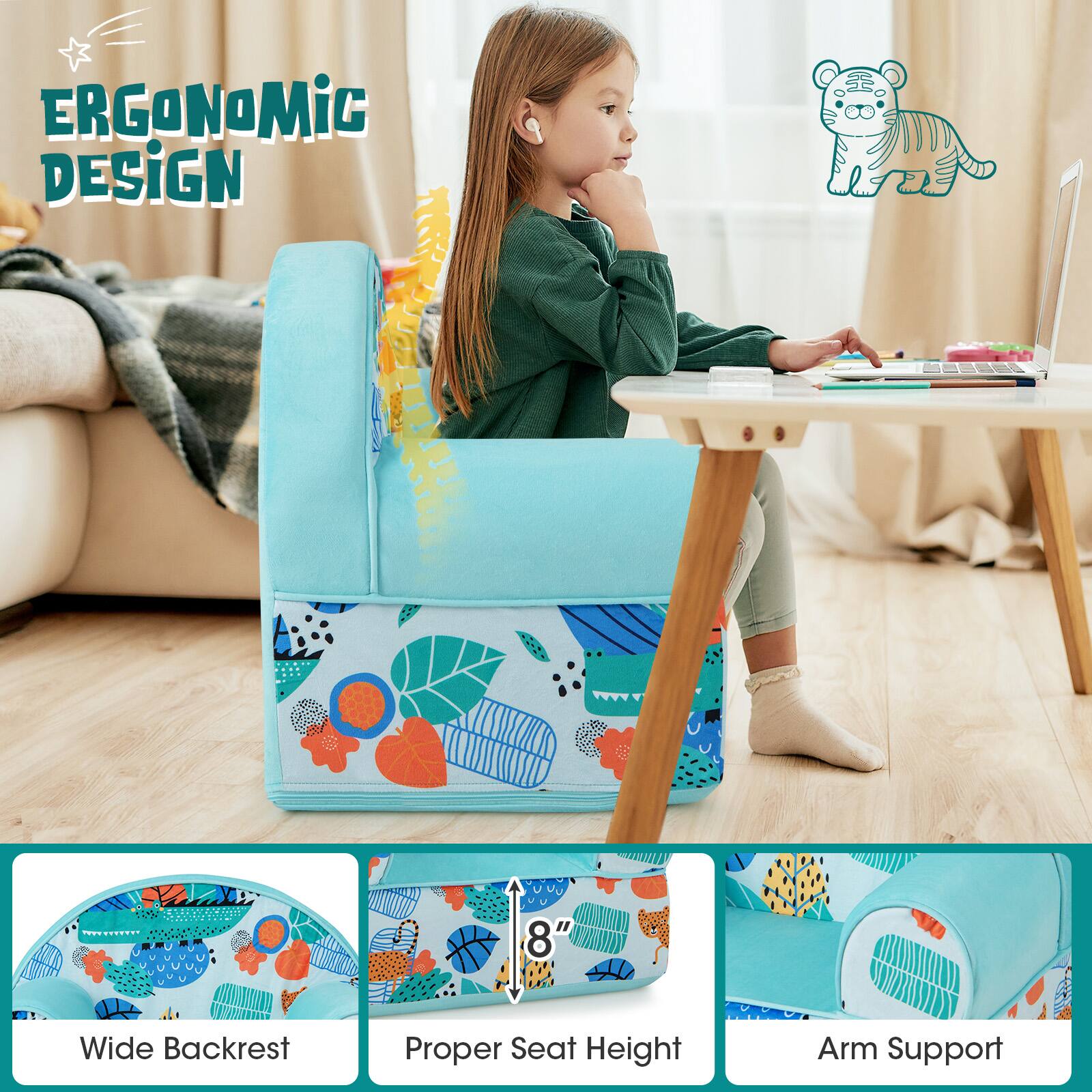 ERGONOMic DESIGN, 8" Wide Backrest, Proper Seat Height, Arm Support