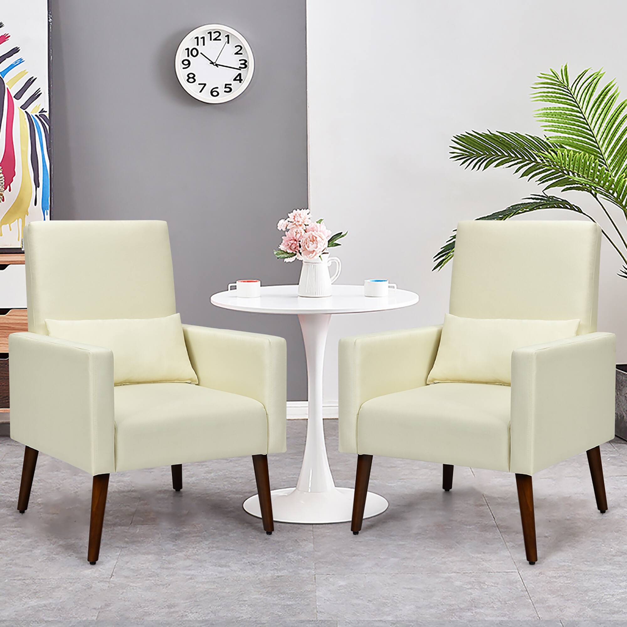 Alt View 1. Costway - Costway Set of 2 Dual-use Upholstered Rocking Chair with Pillow - Beige.