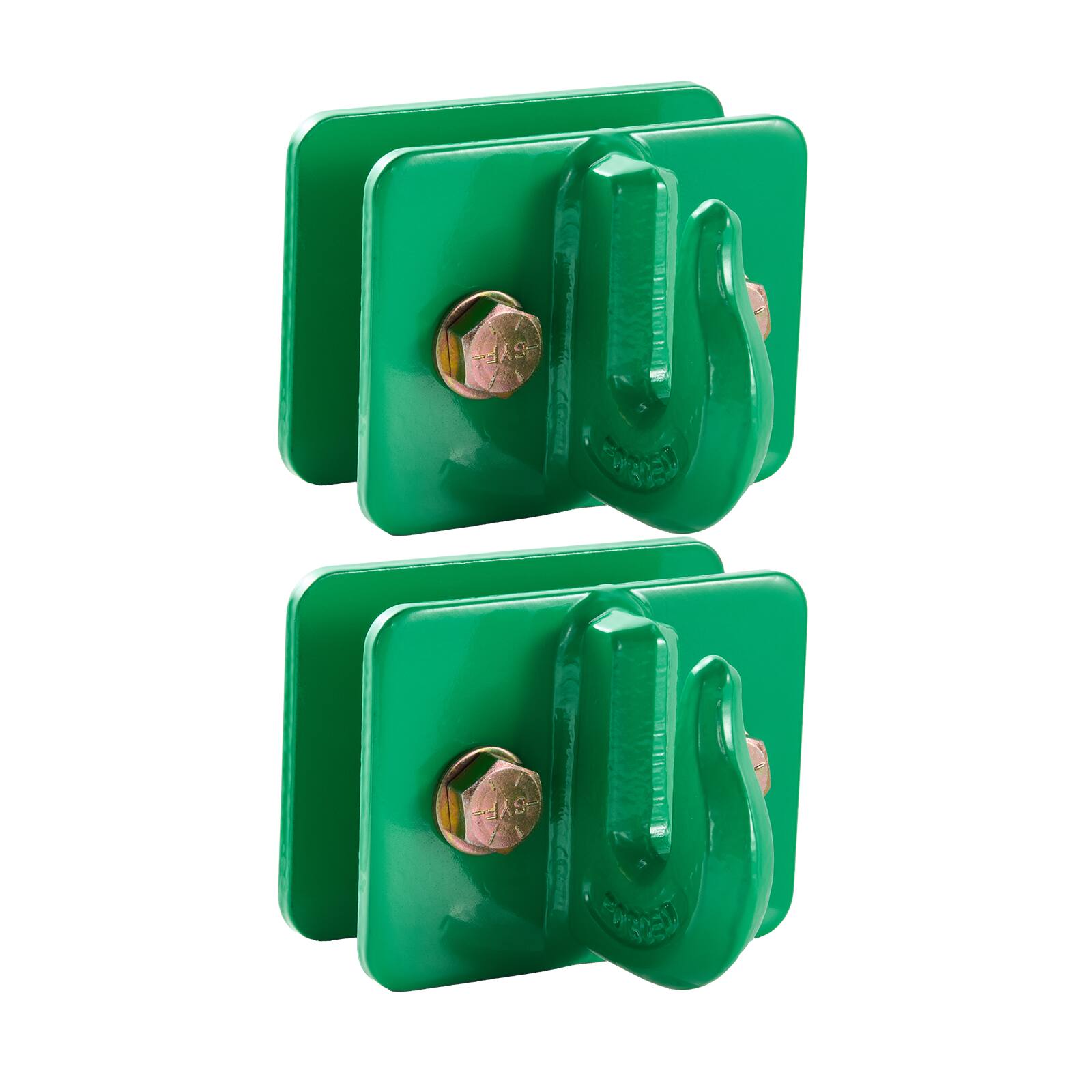 Alt View 5. VEVOR - 3/8" Tractor Bucket Hooks Grade 70 Forged Steel 2 Pack Bolt On Grab Hooks Heavy Duty Mount With Backer Plate - Green.