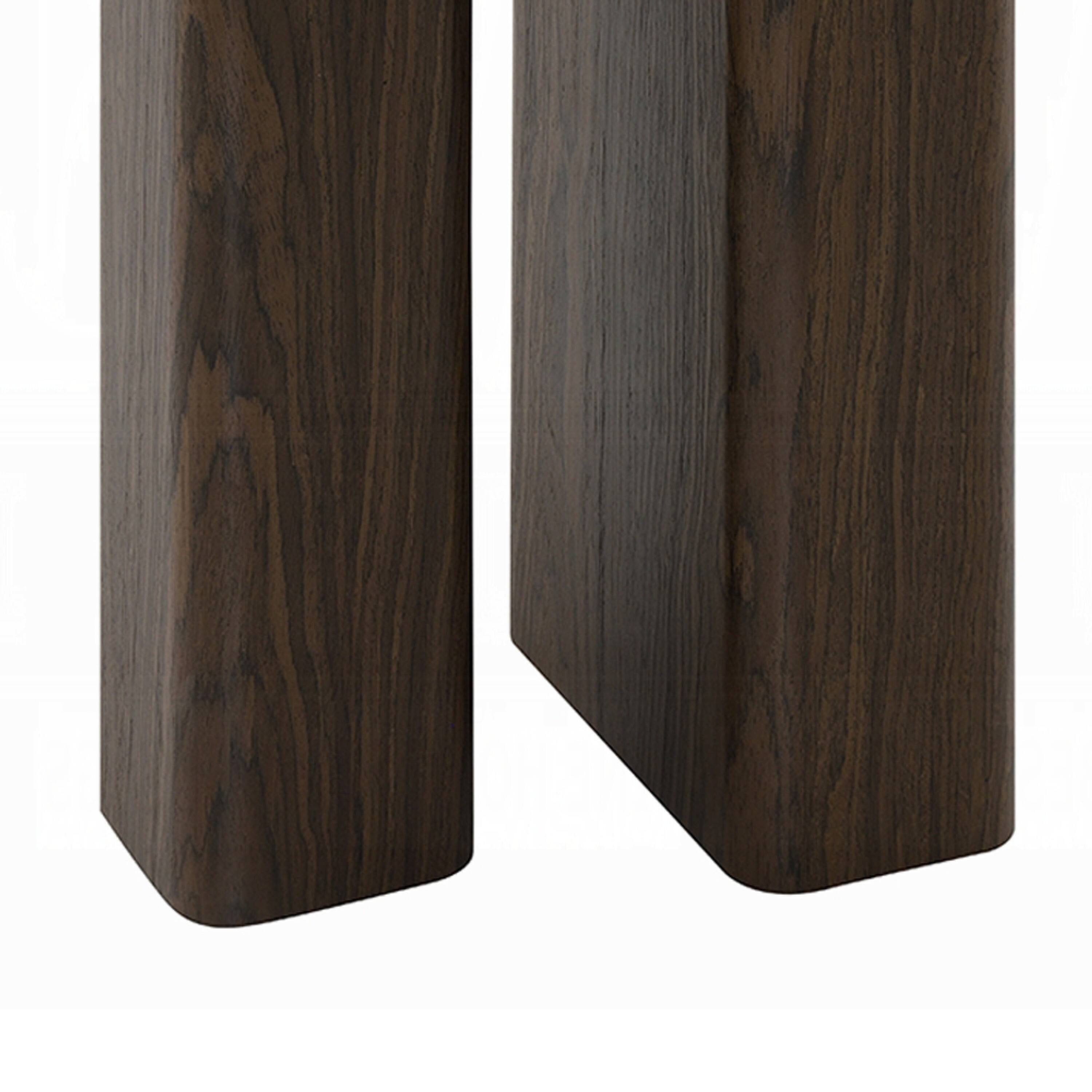 Alt View 4. Manhattan Lane - Pima Side End Table, 16 Inch Black Marble Top, Dark Walnut Brown Base - Black, Walnut Brown.