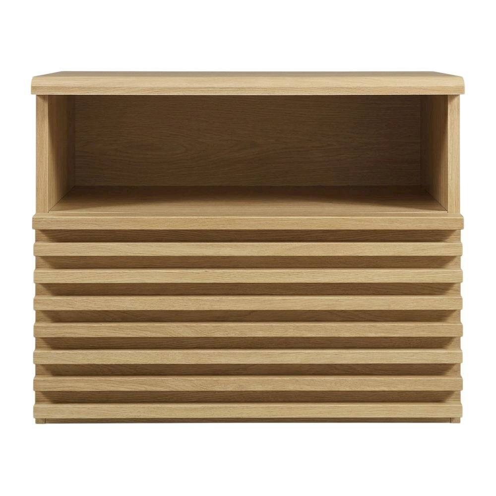 Back. FurniFact - Wall-Mount Nightstand with Compact Design and Modern Style - Brown.