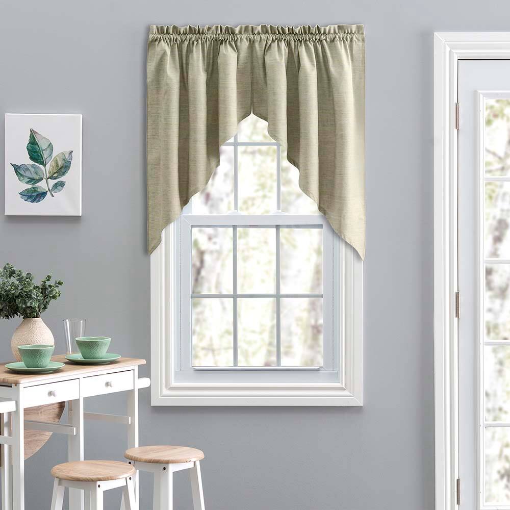 Front. Ellis Curtain - Ellis Lisa Solid Color Poly Cotton Duck Fabric 1.5" Rod Pocket for Simple Window Tailored Swag 56"x36" Mist - Mist.