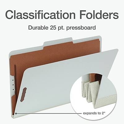 Classification Folders  
Durable 25 pt. pressboard  
expands to 2"