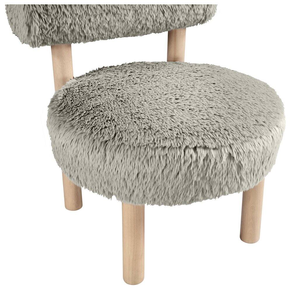 Alt View 3. Meridian Furniture - Ambre Taupe Vegan Shearling Fabric Upholstered Accent Chair - Brown.