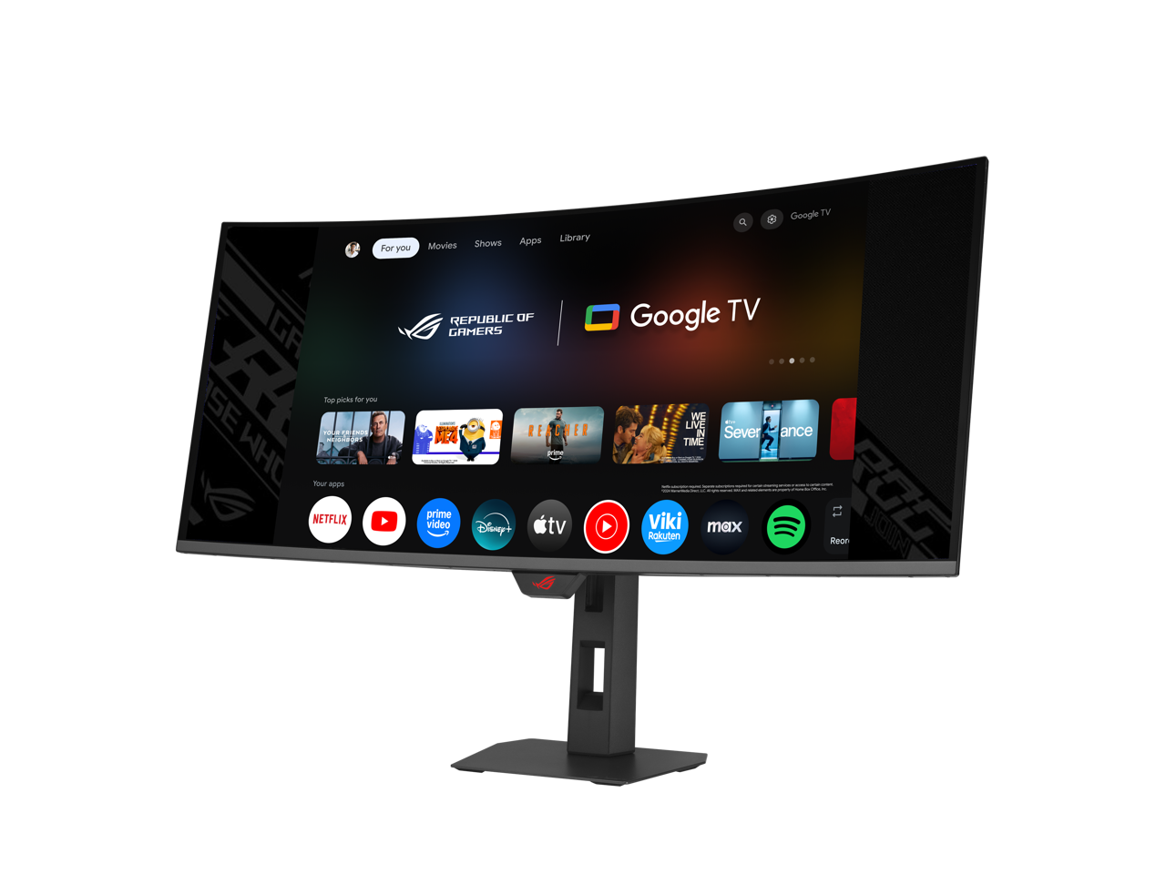 For you Movies Shows Apps Library a Google TV GF Top PUR for you SE TOLE 5 mOs NISAPJR QHM Your ArEA - NETFLIX REPUBLIC OF Google TV GAMERS WE + LIVE ME4 m REACHER N Sever ance TIME R o - prime video (Disney+ tv Rokuten Viki max SOH ROG VOODL