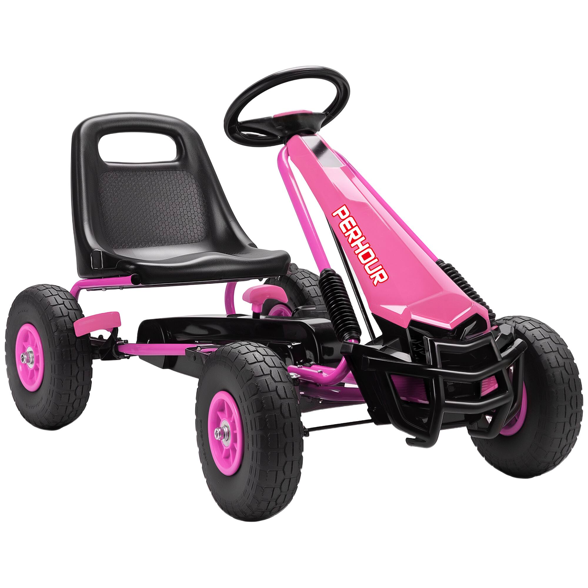 Front. Qaba - Go Kart, Pedal Car with Adjustable Seat, EVA Wheels, Brake.