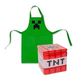 Ukonic - Minecraft Kitchen Set: Creeper Youth Apron & TNT Cookie Jar - Multicolored